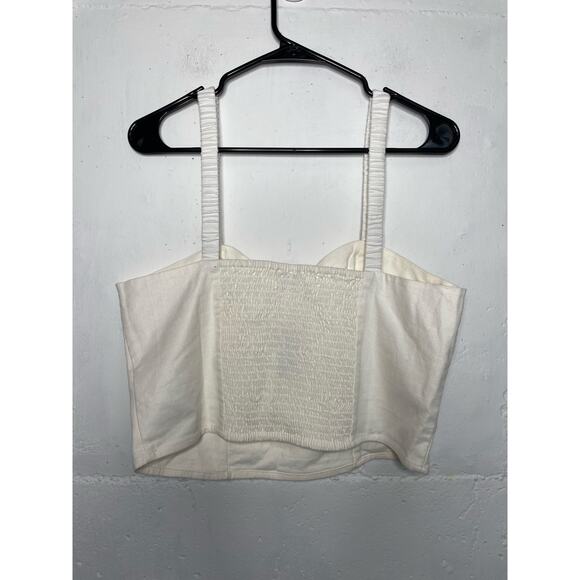 NEW Express Womens Linen Blend Crop Top Tank Cream Size Large - Picture 6 of 7